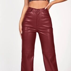 Straight Leg Leather Pants
